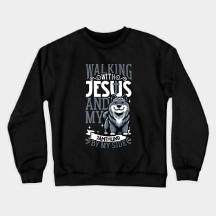 Jesus and dog - Swedish Elkhound Crewneck Sweatshirt
